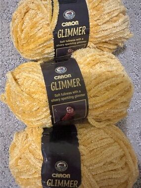 Caron Glimmer Plush Yarn in Mango, 3 Skeins Same Dye Lot